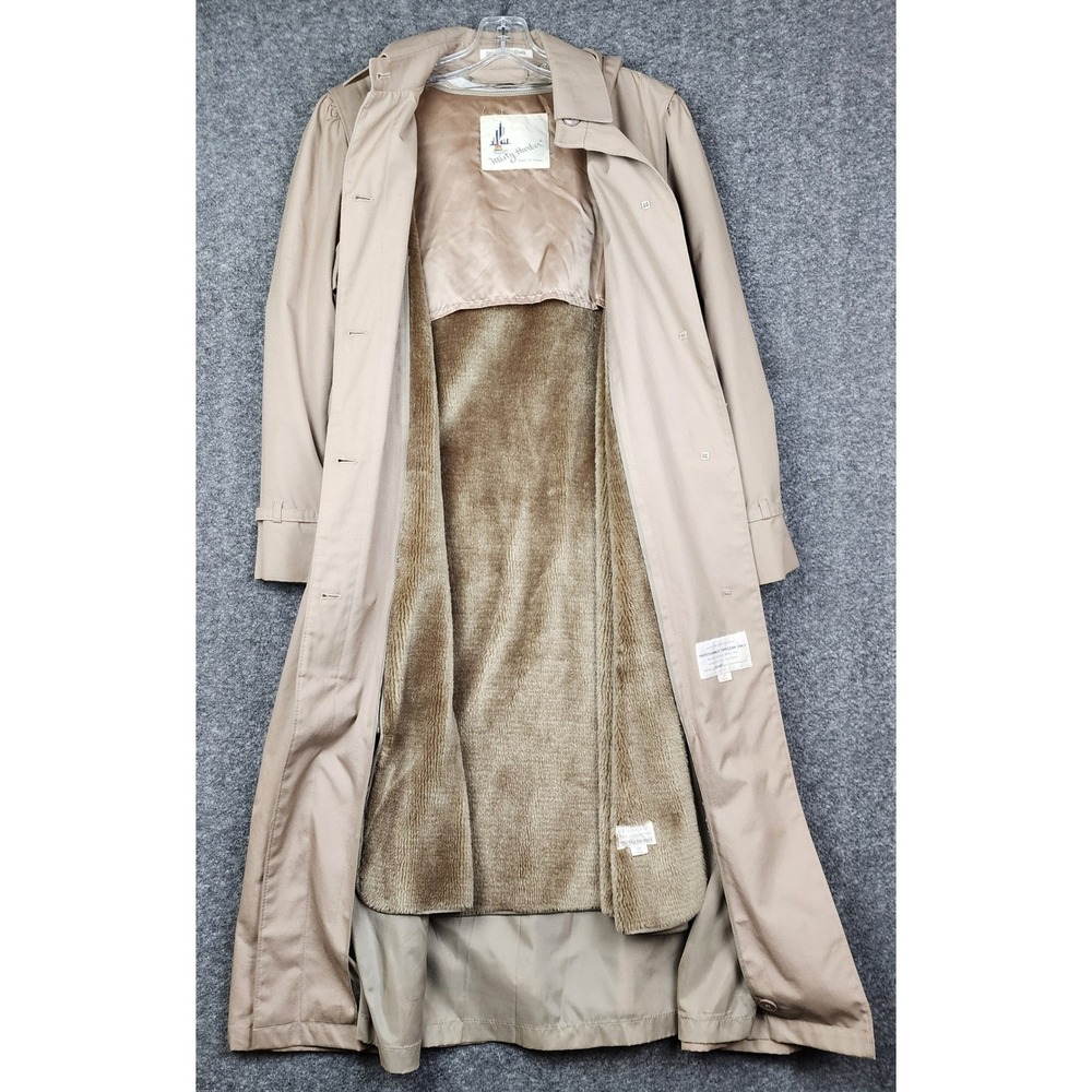 Unbranded Trench Coat Women Size L Beige Longline Hooded Belted Classic Jacket - Picture 3 of 15